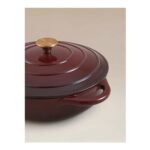 Burgundy Cast Iron Shallow Casserole Dish