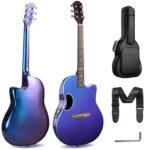 CAHAYA Carbon Fiber Electro-Acoustic Guitar Kit with Bag and Strap – Pearlescent Blue/Purple – using voucher – Sold by Cahaya Direct FBA