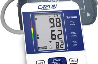 CAZON Blood Pressure Monitors Large Cuff Blood Pressure Machine BP Monitor Upper Arm BP Cuff for Home Use Heart Rate Hypertension Monitor, Cuff 22-40cm LCD Display (Blue)