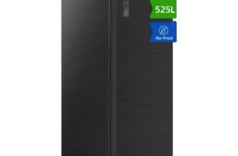 CHiQ JKR525WGE 525 L 91 cm Side-by-Side Total No Frost American Fridge Freezer, Premium Black Steel, E Rated