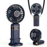 CNMTCCO Handheld Fan Rechargeable, Portable Fan with 5 Speeds 3600mAh, Foldable Desk Fan with LED Display, Personal Hand Held Fans, Powerful Mini Fan for Home Office Outdoor Travel Camping (Blue)