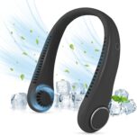CNMTCCO Portable Neck Fan Rechargeable – Bladeless Wearable Fan with 360 Cooling Airflow, Quiet Personal Neck Air Conditioner for Women and Men, Ideal for Sports, Travel and Holiday Gifts (Black)