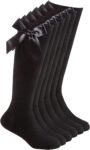 COSHAL Girls Knee High School Socks Ribbons Bow Back to School Socks Uniform Party Wear Comfort Fit Girls Knee High MultiPack School Socks