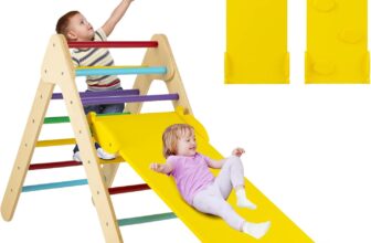 COSTWAY Toddler Climbing Frame, Kids Wooden Montessori Triangle Climber with Double Sided Ramp, Indoor Play Gym for Boys Girls (Multicolor)