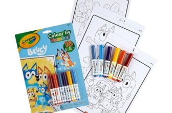 CRAYOLA Colour by Numbers – Bluey – 16 Colouring Pages and 6 Mini-Markers