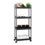 CROWNSHOP 4-Tier Storage Cart on Wheels, Black