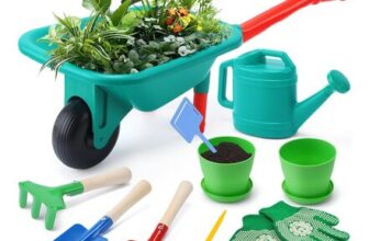 CUTE STONE Kids Gardening Set with Toy Wheelbarrow