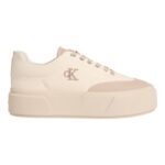 Calvin Klein Womens Flatform Trainers Lace-up Canvas Beige