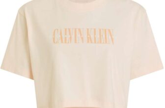 Calvin Klein Womens Short Sleeve Varsity Boxy Cropped T-Shirt Large