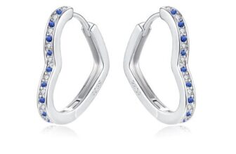 Cangall 925 Silver Dainty Sapphire CZ Love Heart Huggie Earrings