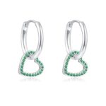 Cangall 925 Sterling Silver CZ Heart Drop Hoop Earrings