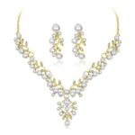 Cangall Pearl Crystal Necklace & Earrings Set