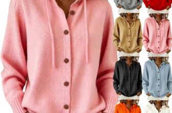 Cardigans for Women Womens Long Sleeve Knitted Cardigans Hooded Sweater Open Front Kimono Knitwear Loose Warm Casual Ladies Lightweight Jumpers Button Down Jackets for Autumn Winter Spring