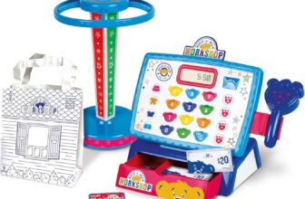 Casdon Build-A-Bear Workshop Toy Shop & Checkout Set Officially Licensed Build-A-Bear Toy Play Set Perfect for Roleplay for Children Aged 3 Includes Electronic Cash Register