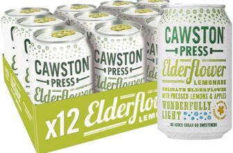 Cawston Press Sparkling Elderflower Lemonade Blended with Sparkling Water and Pressed Apple (330ml x 12 cans) Gluten Free – Vegan – No Added Sugar