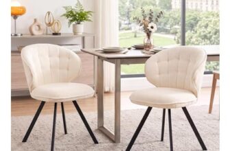 Chairus Modern Chenille Kitchen Dining Chairs, Set of 2, White