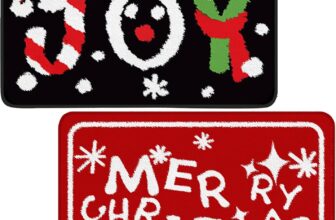Christmas Door Mat Washable Christmas Mat for Indoor Outdoor Xmas Doormat Anti Slip Printed Entryway Balcony Christma Door Mats Outdoor Kitchen Bedroom 60x40cm 2PCS
