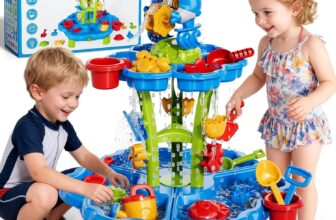 Ci Vetch 2-Tier Flower Shape Sand & Water Play Table for Toddlers Ages 18 Complete beach toy set, outdoor summer playset, sturdy structure, great birthday gift for boys girls indoor & backyard use