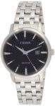 Citizen Mens Bracelet Watch, Black, 40MM, BM7460-88E Eco-Drive Solar Powered, Mineral Crystal, 50M Water Resistant, Silver Tone