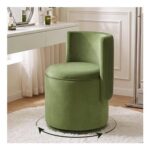 Ckaff Velvet Vanity Chair with Storage, 360 Swivel, Green
