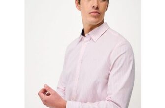 Classic Fit Cotton Shirt in Pink & Mauve Micro-Stripe