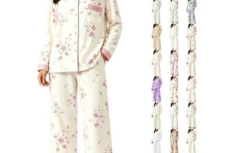 Cocila Womens Cropped 2-Piece Pajama Set with Pockets, Pink