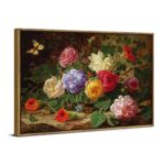 Colorful Peony Floral Wall Art Vintage Botanical Canvas Print 12×16