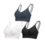 Comfyin Unpadded Bralettes Seamless V-Neck Non-Wired Black/Charcoal/White XL