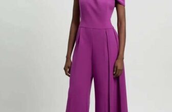 Compact Stretch Asymmetric Neck Wide Leg Jumpsuit