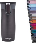 Contigo West Loop Autoseal Travel Mug, Stainless Steel Thermal Mug, Vacuum Flask, Leakproof Tumbler, Coffee Mug with BPA Easy-Clean Lid, 470 ml, Gunmetal