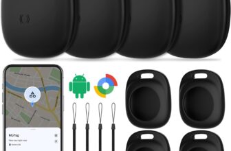 CooAoo Android Tracker Tag Key Tracker (Android Only) Compatible with Google Find Hub Bluetooth Tracker Tag Air Tracker Item Finder for Keys, Wallet, Suitcase & Bags-4 Pack, Black