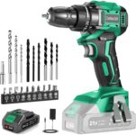 Cordless Drill Brushless, BETENST Electric Drills Set 21V with 2000mAh Battery, Power Drill 45N.m Max, 201 Torque, 2 Speed, LED Light, 20pcs Drills Set for Home, Garden DIY, Green