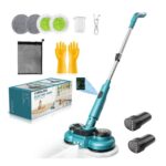 Cordless Dual-Spin Mop with 2x2000mAh Batteries, Water Spray, LED Headlight