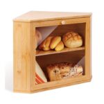 Corner Bamboo Double-Decker Bread Bin, Natural