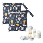 Cosiesnest 2-Pack Cartoon Wet-Dry Bags, Waterproof Reusable