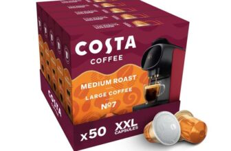 Costa Smooth Medium XXL Coffee Pods, Pack of 5, Total 50 Coffee Capsules (S&S £17.10)