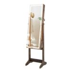 Costway 2 Drawer Rustic Brown LED Light Standing Jewellery Cabinet