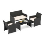 Costway 4PCS Patio Rattan Conversation Set