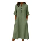 Cotton Womens Summer Shirt Dress with Pockets