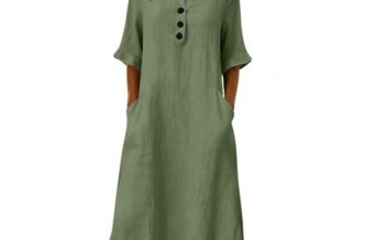 Cotton Womens Summer Shirt Dress with Pockets