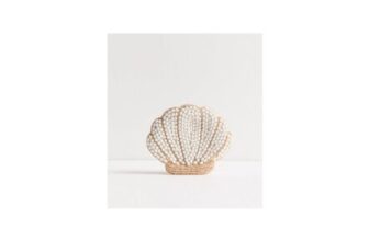 Cream Beaded Shell Purse
