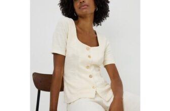 Cream Boucle Co Ord Square Neck Top
