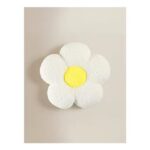 Cream Flower-Shaped Borg Cushion