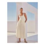 Cream Jersey Waisted Summer Dress