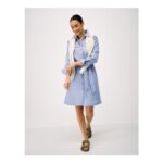 Crew Clothing Belted Mini Shirt Dress with Linen