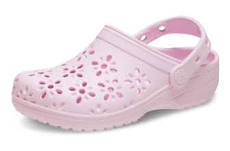 Crocs Unisex Kids Classic Clogs, Floral Cut-Out, Pink Milk UK2