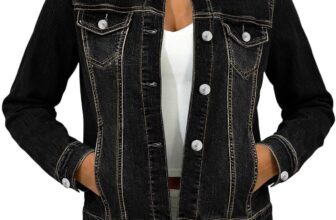 Cropped Denim Jackets Women Casual Denim Overshirt Button Down Jean Jacket with Chest Pockets Dressy Jackets for Fall Winter Solid Color Coats