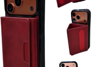 Cruelty Free Leather Case Compatible with iPhone 17 Pro 6.3 2025 iPhone Case Premium PU Leather Magnetic Card Slots wallet case (CM-17PR) Red