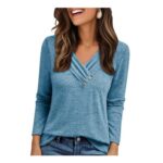 Cuptacc Womens V-Neck Solid Jumpers Sky Blue XXXL