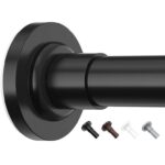 Curtain Pole, 48-154.9cm Extendable Net Curtain Rod, Telescopic Curtain Pole for Bathroom or Windows, No Drilling, No Slip, No Rust, Black